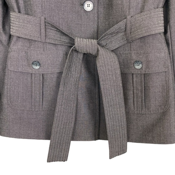 NEW Tahari Arthur Levine Gray Belted Button Front Tailored Blazer - Picture 3 of 13